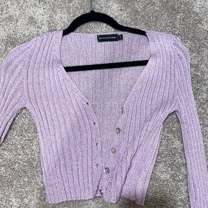 Pretty Little Thing purple cropped cardigan